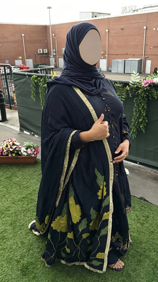 Neelam (نیلم) – Navy Blue Anarkali Palazzo Set