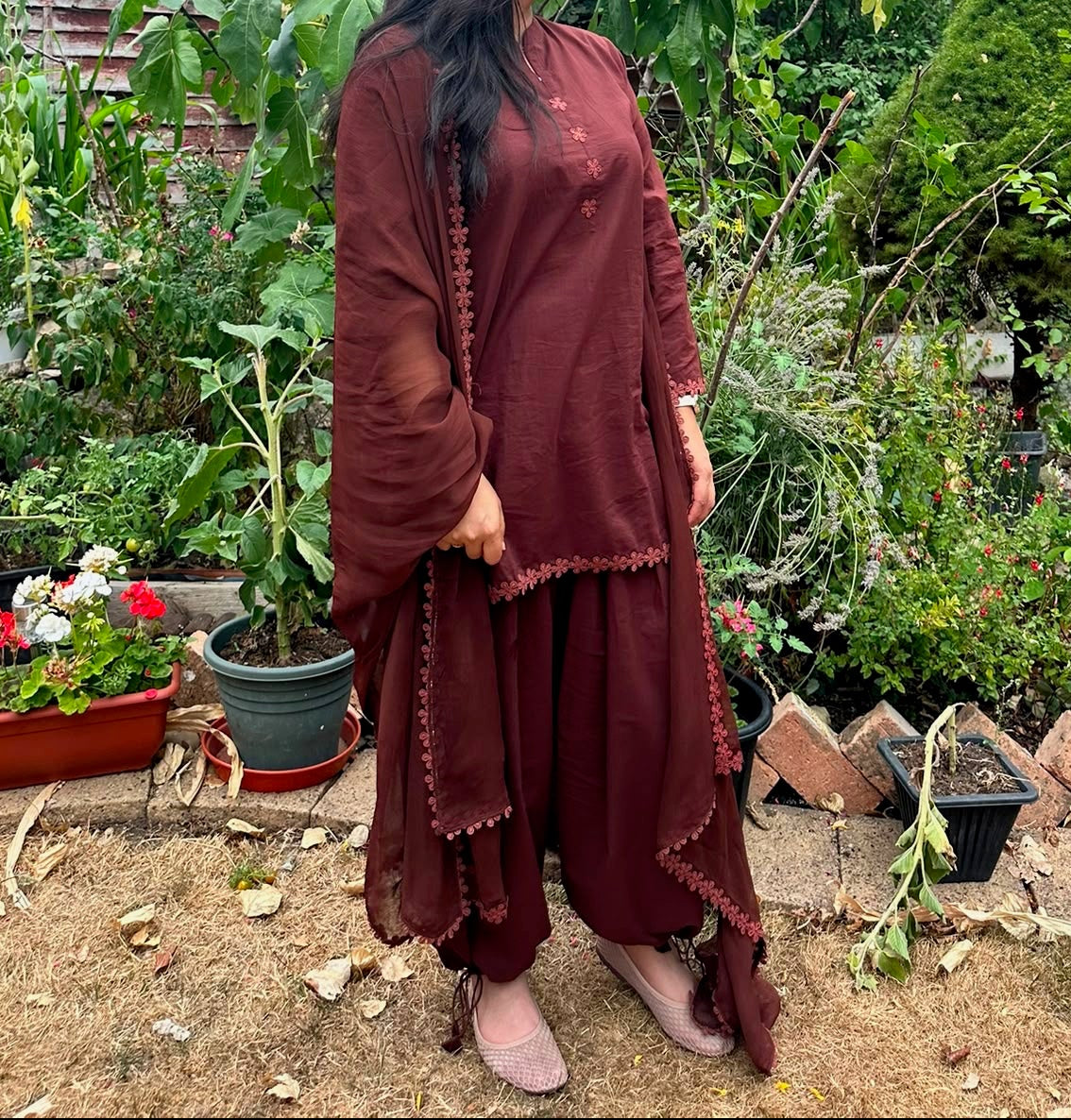 Brown Balloon Salwar Set