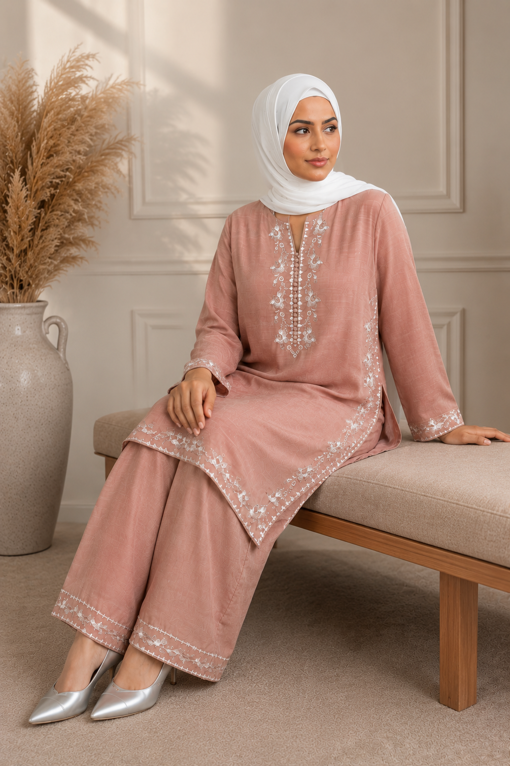Aina (آئینہ)– Longline Kameez & Trousers Set