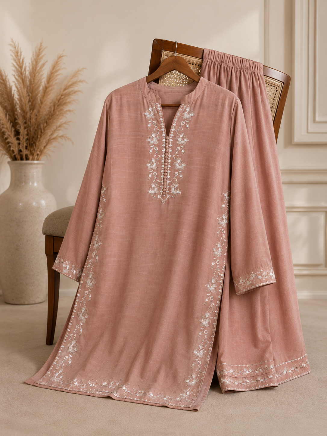 Aina (آئینہ)– Longline Kameez & Trousers Set
