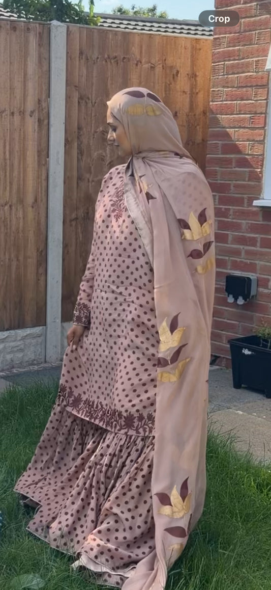 Dilkash (دلکش)– Polka-Dot Farshi Trail Gharara
