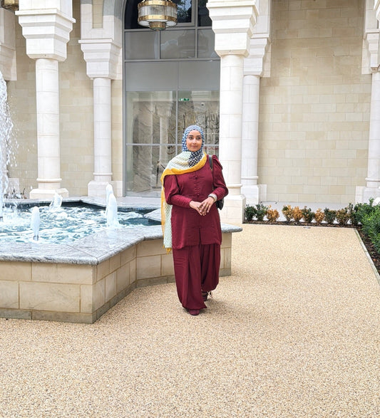 Deep Maroon Reshmi 2-Piece Co-Ord Set