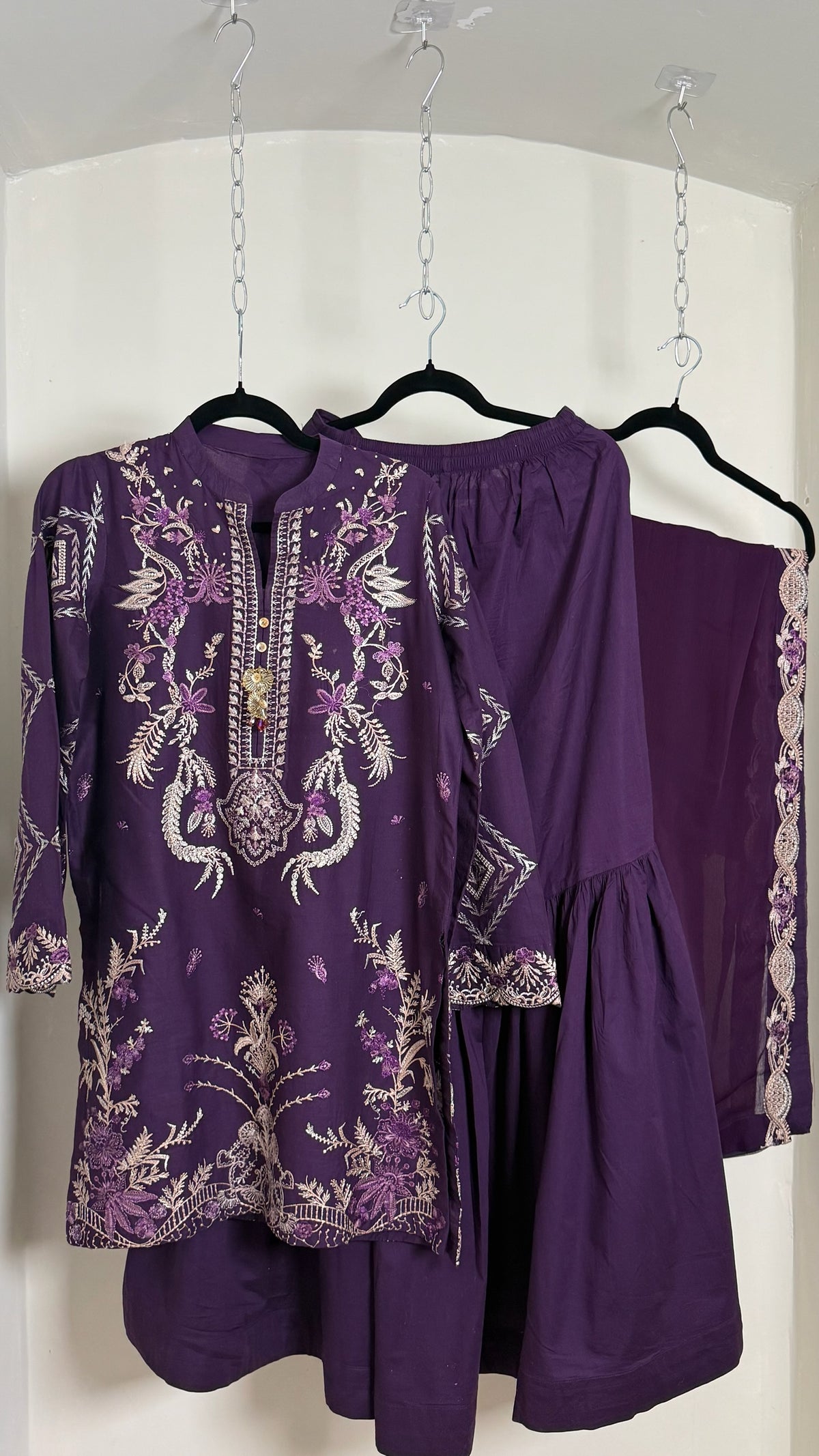 Casual Purple Gharara Set